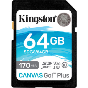 Kingston SDXC 64GB Canvas Go! Plus Class 10 UHS-I U3 V30 (SDG3/64GB) лучшая модель в Днепре
