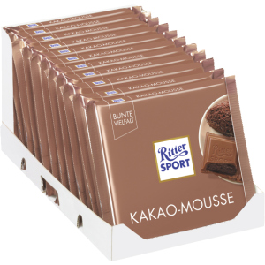 Упаковка молочного шоколада Ritter Sport с начинкой какао-мусс 11 шт х 100 г (4000417294609)