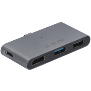 USB-хаб адаптер Ailink Aluminium USB-C 4K HDMI mini jack 3.5 мм Hub 5 в 1 Space Grey (AI-S8Pro_sg) в Дніпрі