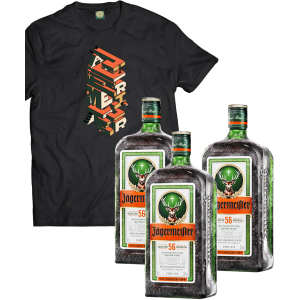 Лікер Jagermeister 0.7 л 35% 3 пляшки (+ексклюзивна футболка) (DESIGN 4) p.M (4067700013018_K _M)