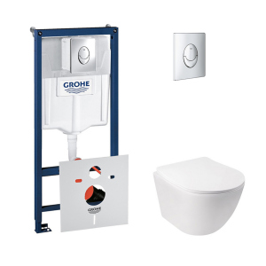 Набор инсталляция 4 в 1 Grohe Rapid SL 38721001 + унитаз с сиденьем Qtap Jay QT07335176W лучшая модель в Днепре