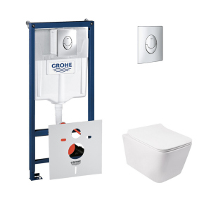 Набор инсталляция 4 в 1 Grohe Rapid SL 38721001 + унитаз с сиденьем Qtap Crow QT05335170W рейтинг