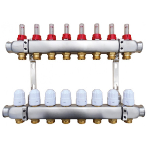 Колектор для теплої підлоги Raftec RC03-09 з витратомірами в Дніпрі