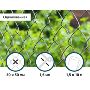 Сітка Рабиця оцинкована Сітка Захід 50х50/1,6мм 1,5м/10м ТОП в Дніпрі