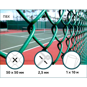 Сітка Рабиця ПВХ Сітка Захід 50х50/2,5(1,5)мм 1,0м/10м краща модель в Дніпрі