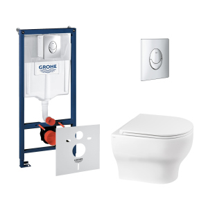 Набір інсталяція 4 в 1 Grohe Rapid SL 38721001 + унітаз з сидінням Qtap Aries QT0333063ERW