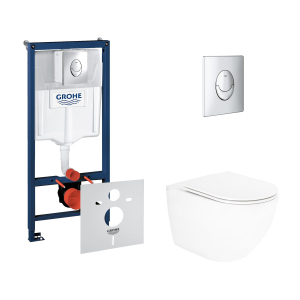 Набір інсталяція 4 в 1 Grohe Rapid SL 38721001 + унітаз із сидінням Qtap Robin QT13332141ERW краща модель в Дніпрі