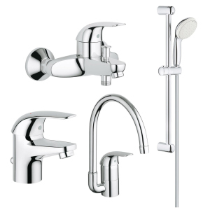 Набор смесителей 4  в 1 Grohe Euroeco 123242K (23262000+32743000+27598001+32752000) лучшая модель в Днепре