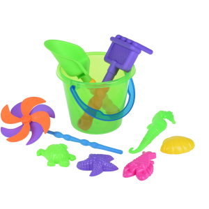 хороша модель Набір для гри з піском Same Toy з Повітряною вертушкою Зелене відерце 9 предметів (HY-1206WUt-1)