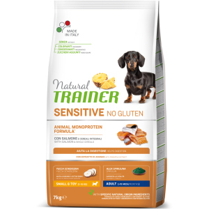 купить Сухой корм для собак Natural Trainer Dog Sensitive Adult Mini With Salmon с лососем и цельными зернами 7 кг (8059149252490)