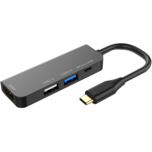 USB-хаб XoKo AC-400 Type-C на HDMI+USB 3.0+USB 2.0+Micro USB (XK-AC-400) в Дніпрі