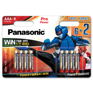Батарейки Panasonic Pro Power лужні AAA блістер, 8 шт Power Rangers (LR03XEG/8B2FPR) в Дніпрі