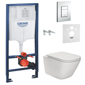 Інсталяція GROHE Rapid SL 38772001 із панеллю змиву Skate Cosmopolitan 38775001 + унітаз ROCA Gap Rimless A34H470000 із сидінням Slim Soft Close краща модель в Дніпрі