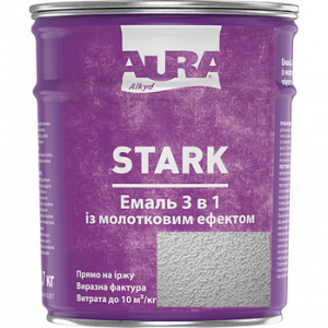 Молотковая эмаль Aura® Stark 3 в 1 серебряный №20 глянец 2.2 кг лучшая модель в Днепре