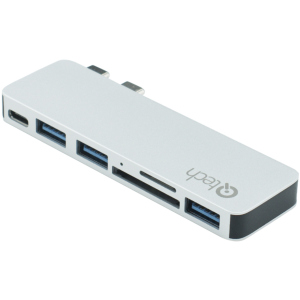 USB-хаб Qitech Aluminium Mini Type-C + Type-A + MicroSD + SD для Macbook Pro і Air Silver (QT-Hub4_sl) краща модель в Дніпрі