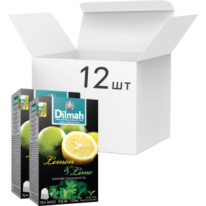 Упаковка чаю чорного пакетованого Dilmah Лимон та лайм 12 шт по 20 пакетиків (19312631142133) ТОП в Дніпрі