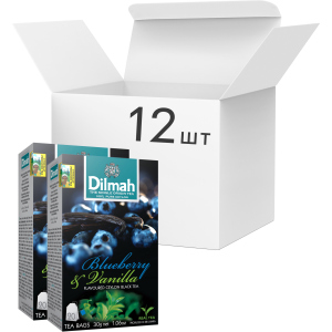 Упаковка чаю чорного пакетованого Dilmah Голубика та ваніль 12 шт по 20 пакетиків (19312631142065) краща модель в Дніпрі