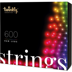 Світлодіодна Smart LED гірлянда Twinkly Strings RGB 600, BT+WiFi, Gen II, кабель IP44 чорний (TWS600STP-BEU) краща модель в Дніпрі