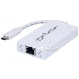 USB-хаб Manhattan Type-C на 3 порта USB 3.0 + RJ45 Gigabit Ethernet (507608)