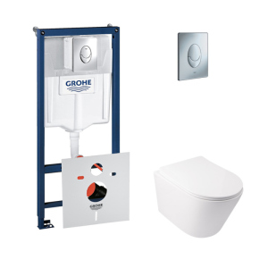 Набір інсталяція 4 в 1 Grohe Rapid SL 38721001 + унітаз з сидінням Qtap Swan QT16335178W краща модель в Дніпрі