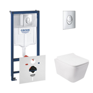 Набір інсталяція 4 в 1 Grohe Rapid SL 38721001 + унітаз з сидінням Qtap Crow QT05335170W краща модель в Дніпрі