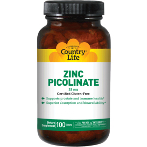 Мінерали Country Life Zinc Picolinate 25 мг 100 таблеток (015794029670)