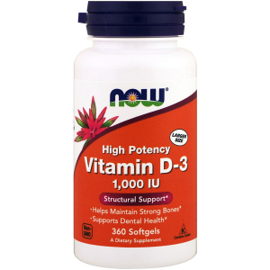 Витамины NOW Foods Vitamin D 3 1000 ME 360 капcул (733739003751) лучшая модель в Днепре